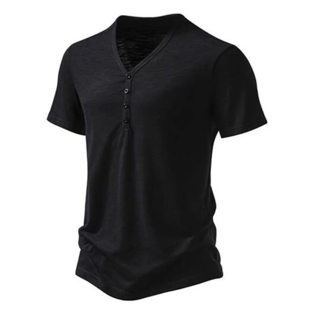 Men's Casual Button Detail T-Shirt